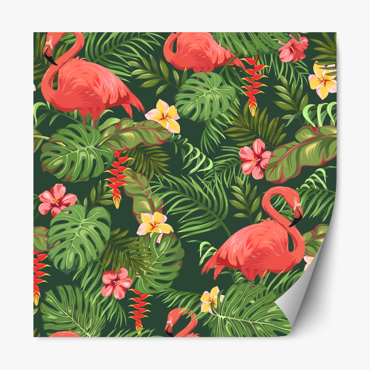 Repositionable sticker tropical flamingo botanical print