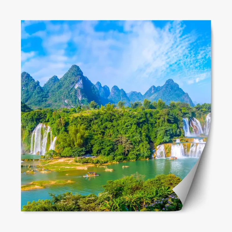 Naklejka repozycjonowalna złoty liść monstera na białym tle – Wallissimo®