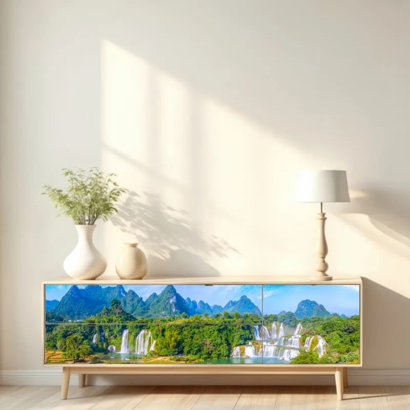 Naklejka repozycjonowalna złoty liść monstera na białym tle – Wallissimo®