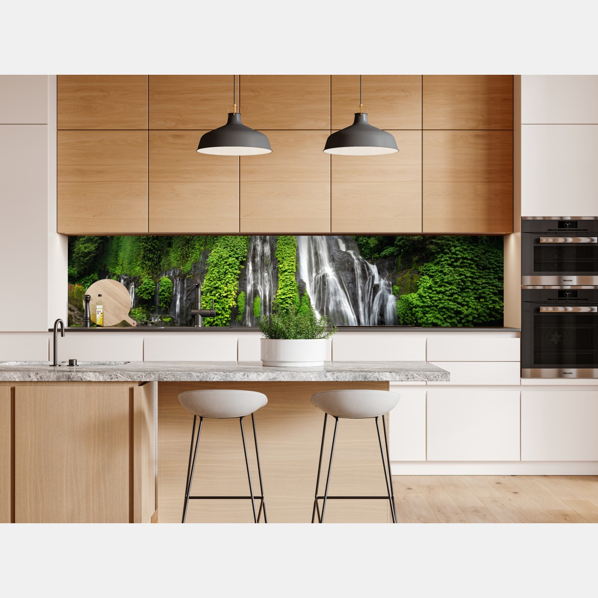 Naklejka repozycjonowalna spokojny wodospad w szmaragdowym lesie – Wallissimo® Naklejka repozycjonowalna spokojny wodospad w szmaragdowym lesie – Wallissimo®