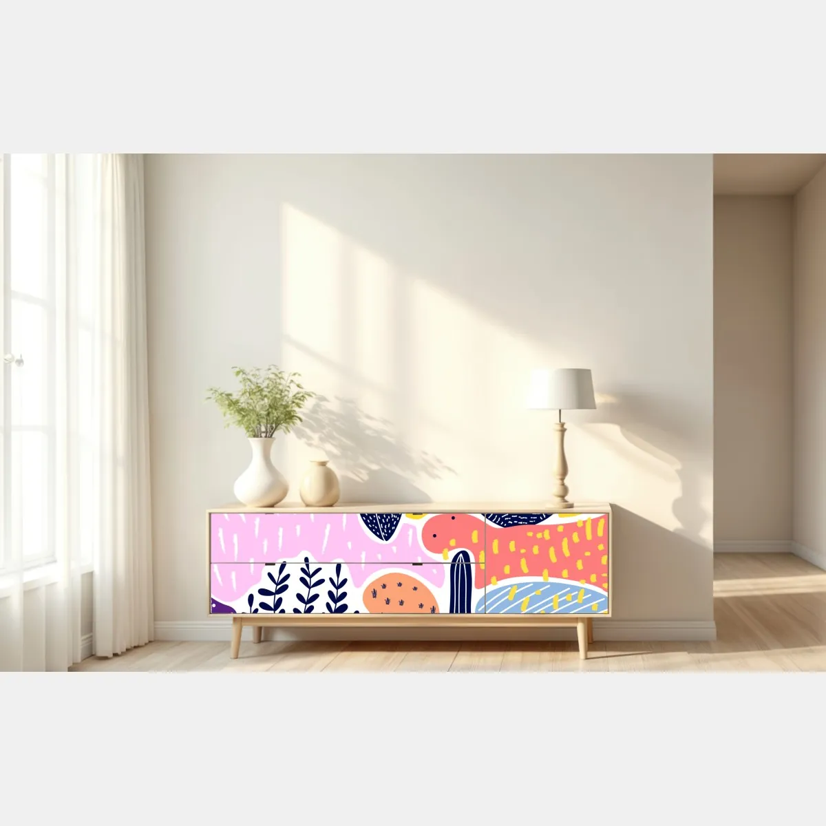 Naklejka repozycjonowalna zabawny abstrakcyjny wzór roślinny – Wallissimo® Naklejka repozycjonowalna zabawny abstrakcyjny wzór roślinny – Wallissimo®