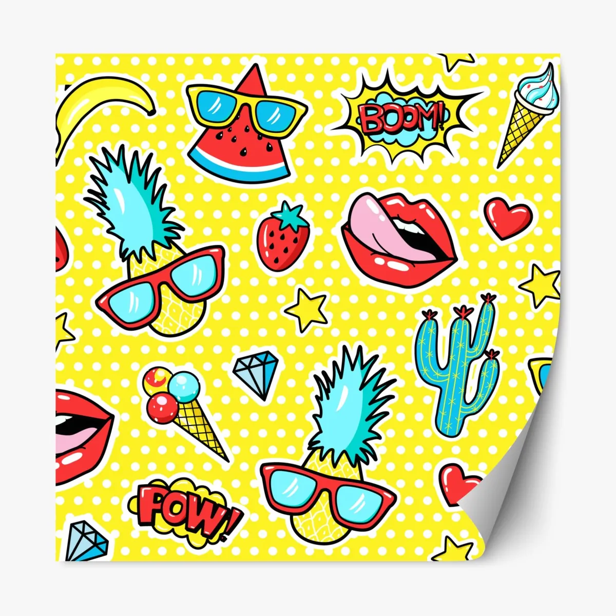 Naklejka repozycjonowalna jaskrawy wzór naklejek w stylu pop-art – Wallissimo® Naklejka repozycjonowalna jaskrawy wzór naklejek w stylu pop-art – Wallissimo®