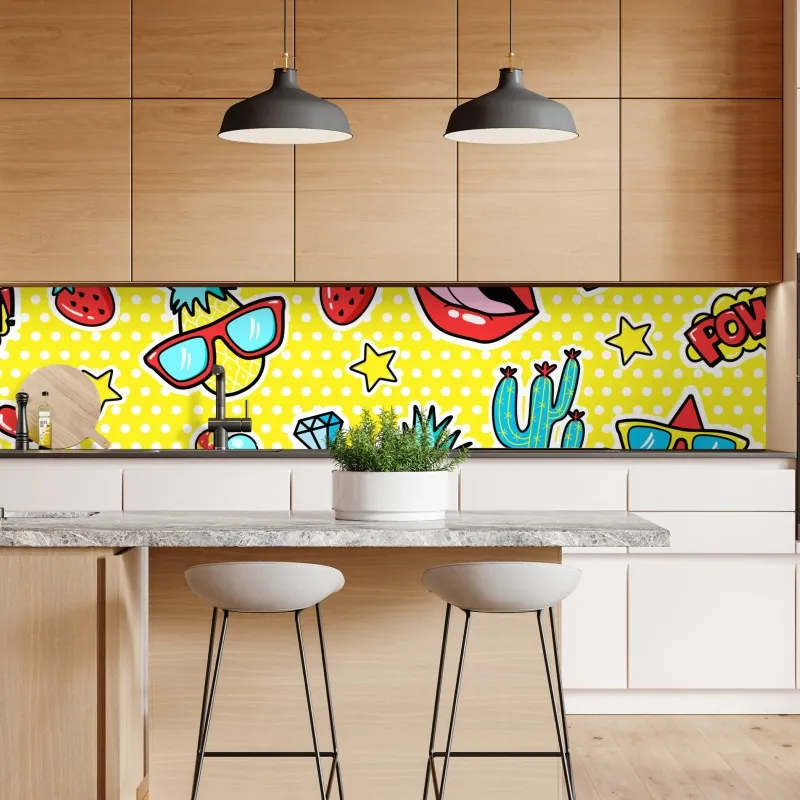 Naklejka repozycjonowalna turkusowe góry o złotych akcentach – Wallissimo®