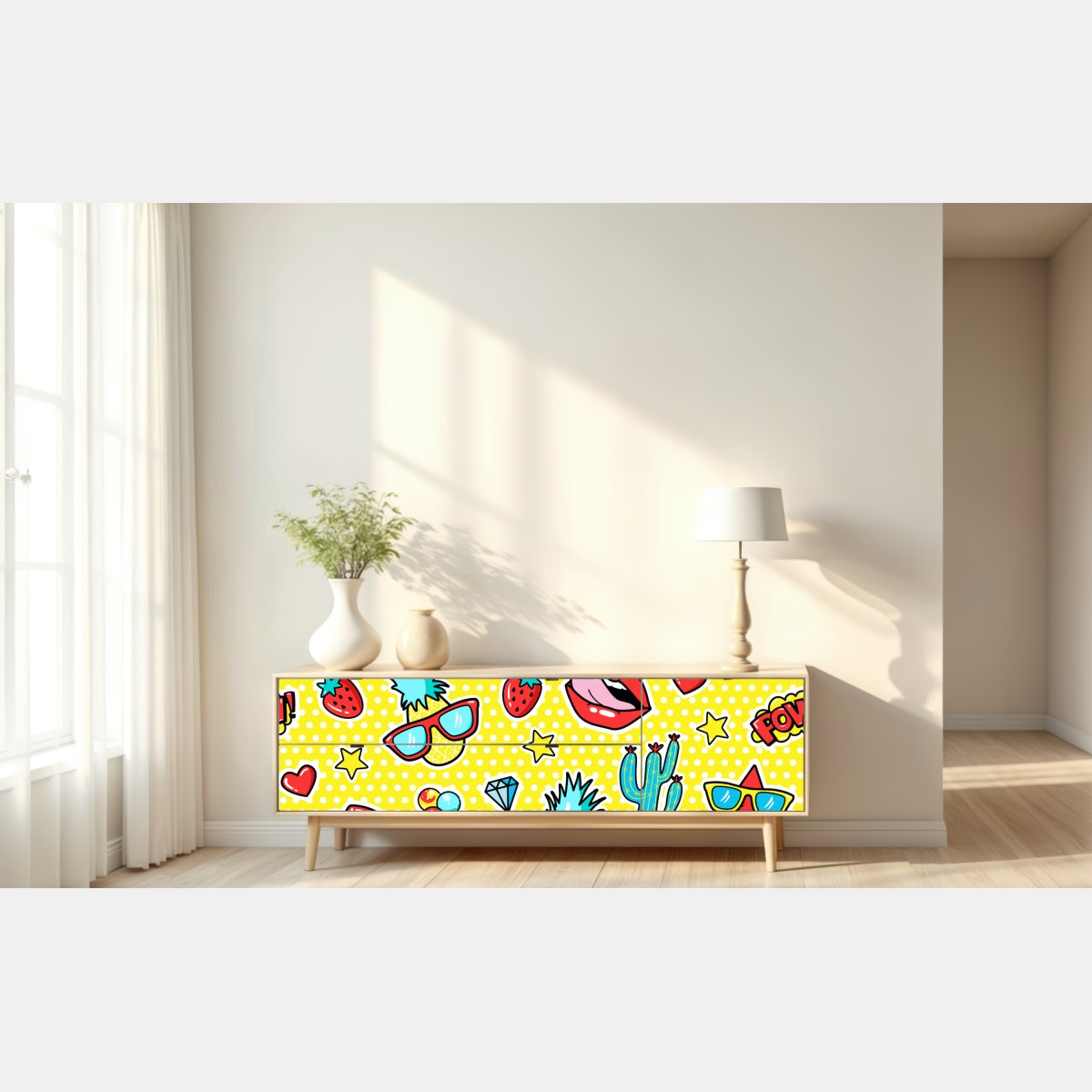 Naklejka repozycjonowalna jaskrawy wzór naklejek w stylu pop-art – Wallissimo® Naklejka repozycjonowalna jaskrawy wzór naklejek w stylu pop-art – Wallissimo®