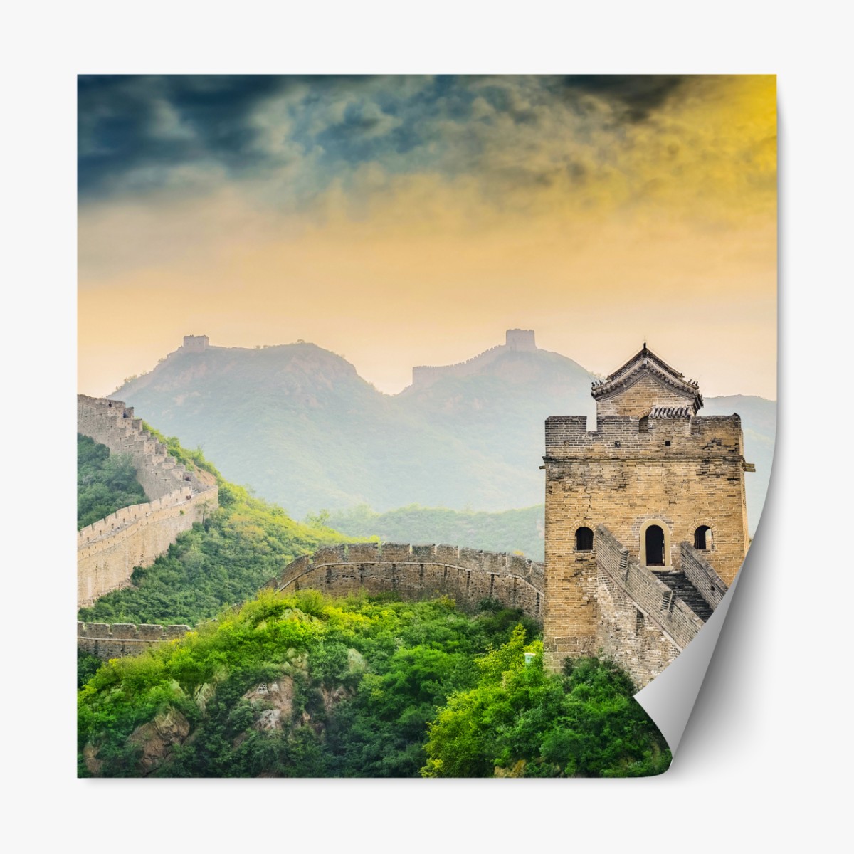 Repositionable sticker sunrise over the Great Wall of China