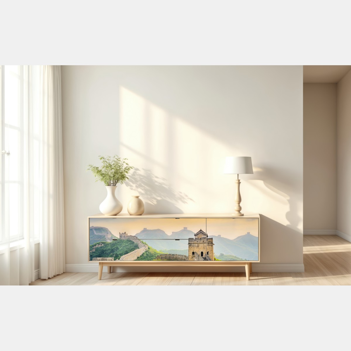 Naklejka repozycjonowalna wschód słońca nad Wielkim Murem Chińskim – Wallissimo® Naklejka repozycjonowalna wschód słońca nad Wielkim Murem Chińskim – Wallissimo®