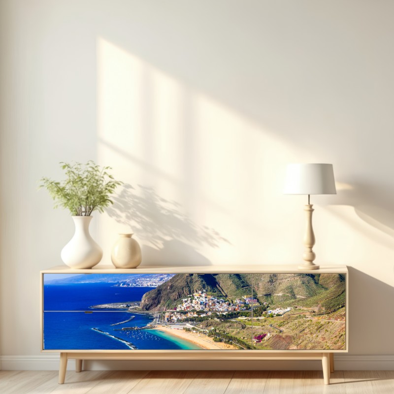 Naklejka repozycjonowalna słoneczna zatoka z turkusową wodą – Wallissimo® Naklejka repozycjonowalna słoneczna zatoka z turkusową wodą – Wallissimo®