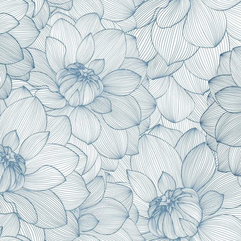 Naklejka repozycjonowalna delikatny, liniowy wzór kwiatowy w odcieniach niebieskiego – Wallissimo® Naklejka repozycjonowalna delikatny, liniowy wzór kwiatowy w odcieniach niebieskiego – Wallissimo®