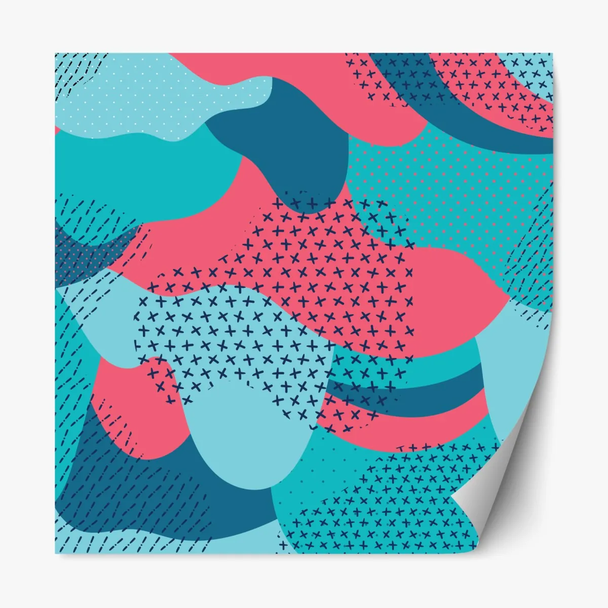 Naklejka repozycjonowalna abstrakcyjny falisty wzór w turkusie i koralu – Wallissimo® Naklejka repozycjonowalna abstrakcyjny falisty wzór w turkusie i koralu – Wallissimo®