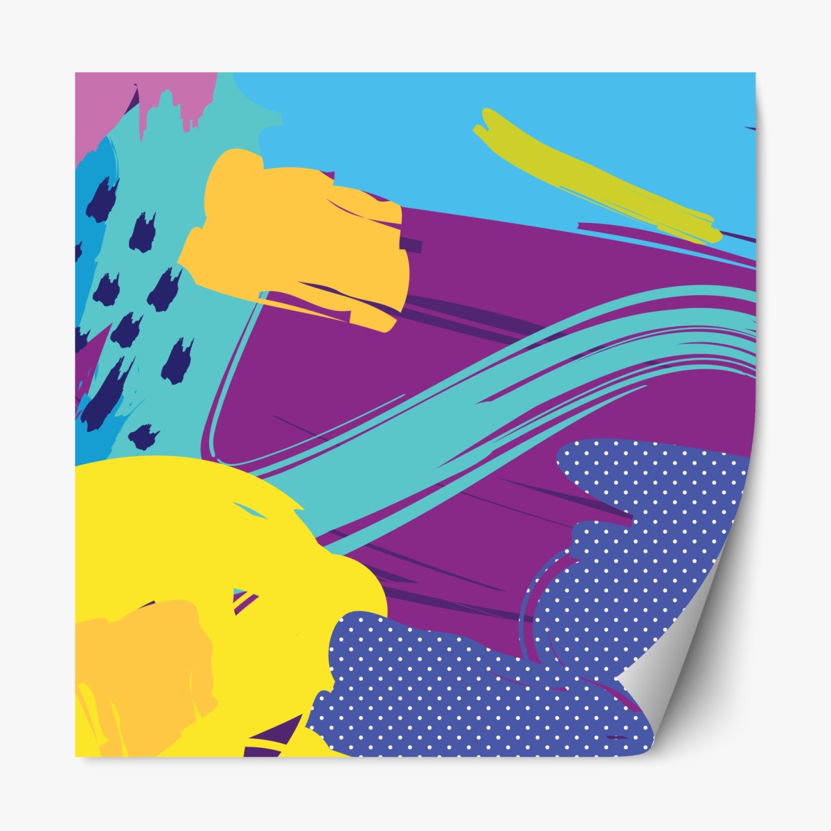 Repositionable sticker vibrant abstract pop-art composition