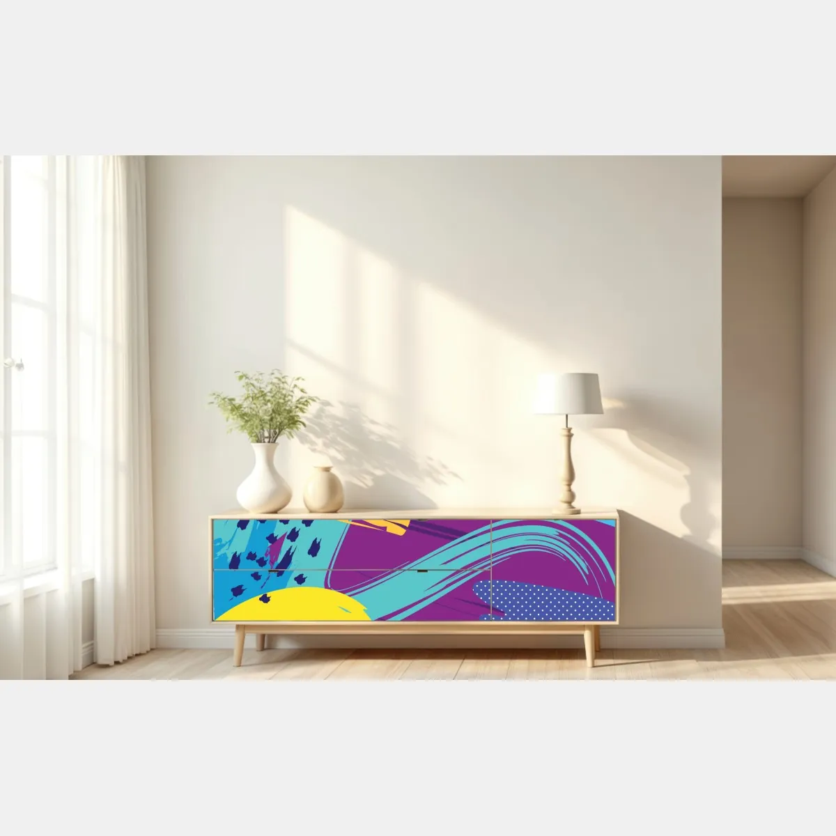 Naklejka repozycjonowalna żywa abstrakcyjna kompozycja pop-art – Wallissimo® Naklejka repozycjonowalna żywa abstrakcyjna kompozycja pop-art – Wallissimo®