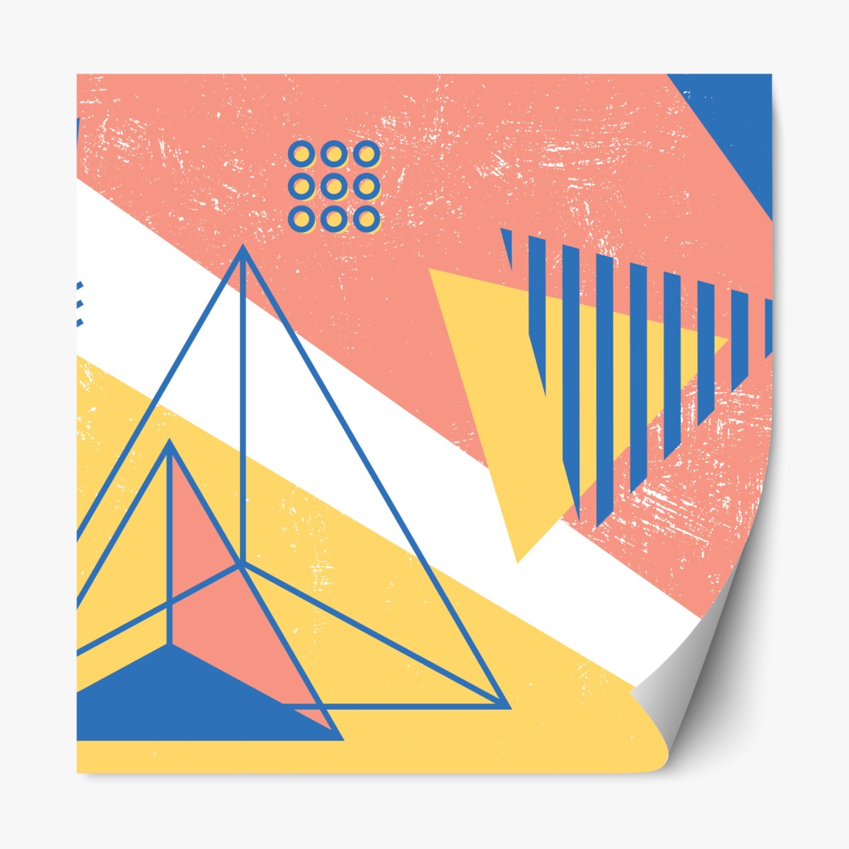 Repositionable sticker pastel geometric shapes composition