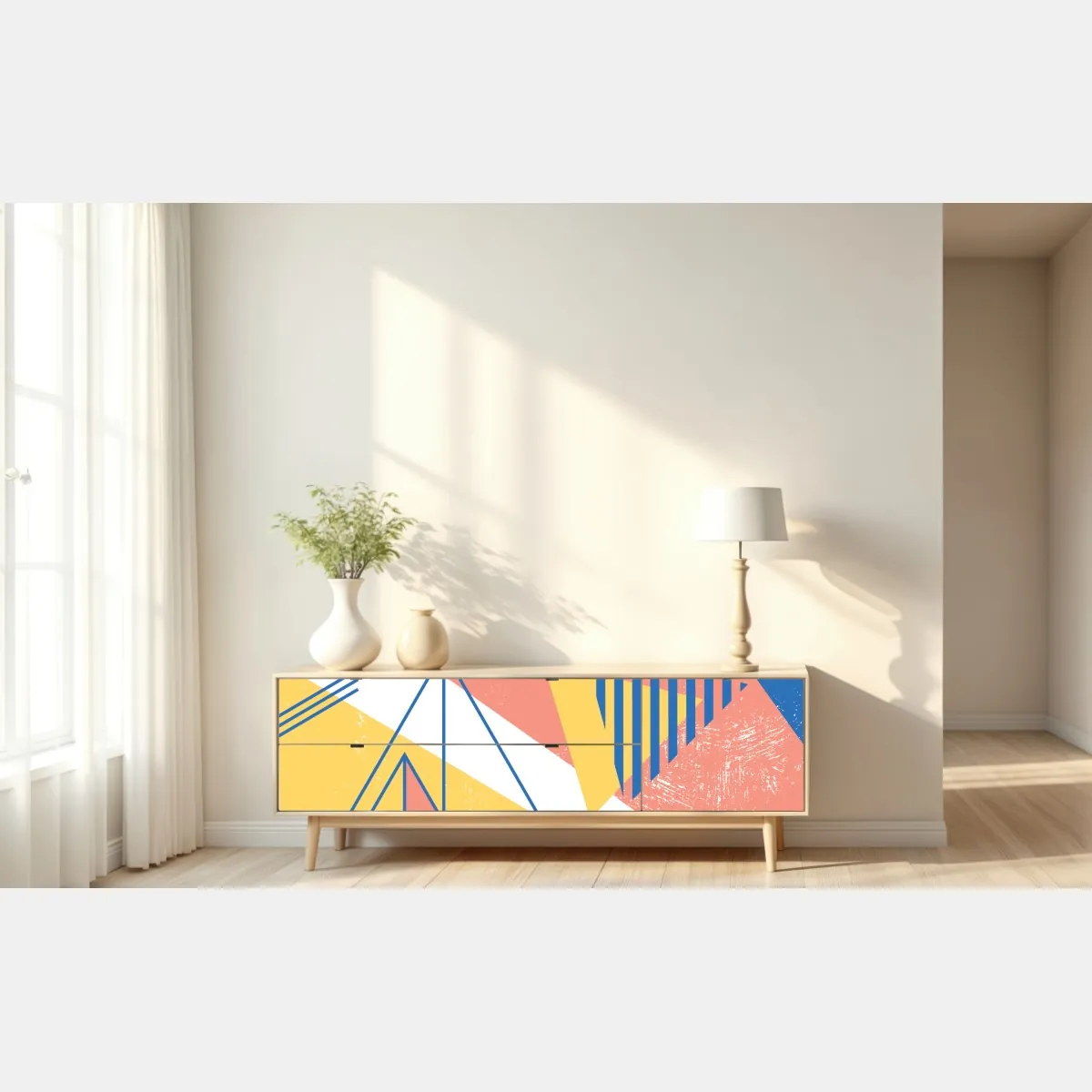 Naklejka repozycjonowalna pastelowa kompozycja geometryczna – Wallissimo® Naklejka repozycjonowalna pastelowa kompozycja geometryczna – Wallissimo®