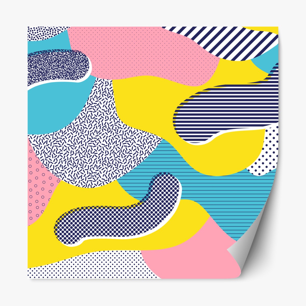Repositionable sticker playful abstract memphis pattern