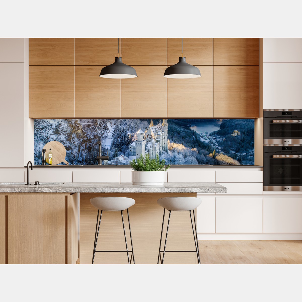 Naklejka repozycjonowalna zimowy zamek w ośnieżonych górach – Wallissimo® Naklejka repozycjonowalna zimowy zamek w ośnieżonych górach – Wallissimo®