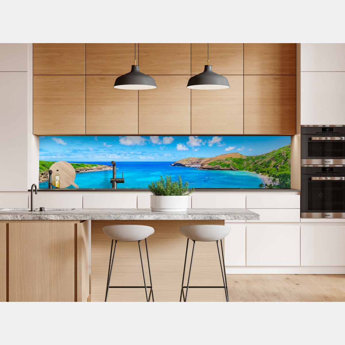 Naklejka repozycjonowalna tropikalna turkusowa zatoka panorama – Wallissimo® Naklejka repozycjonowalna tropikalna turkusowa zatoka panorama – Wallissimo®