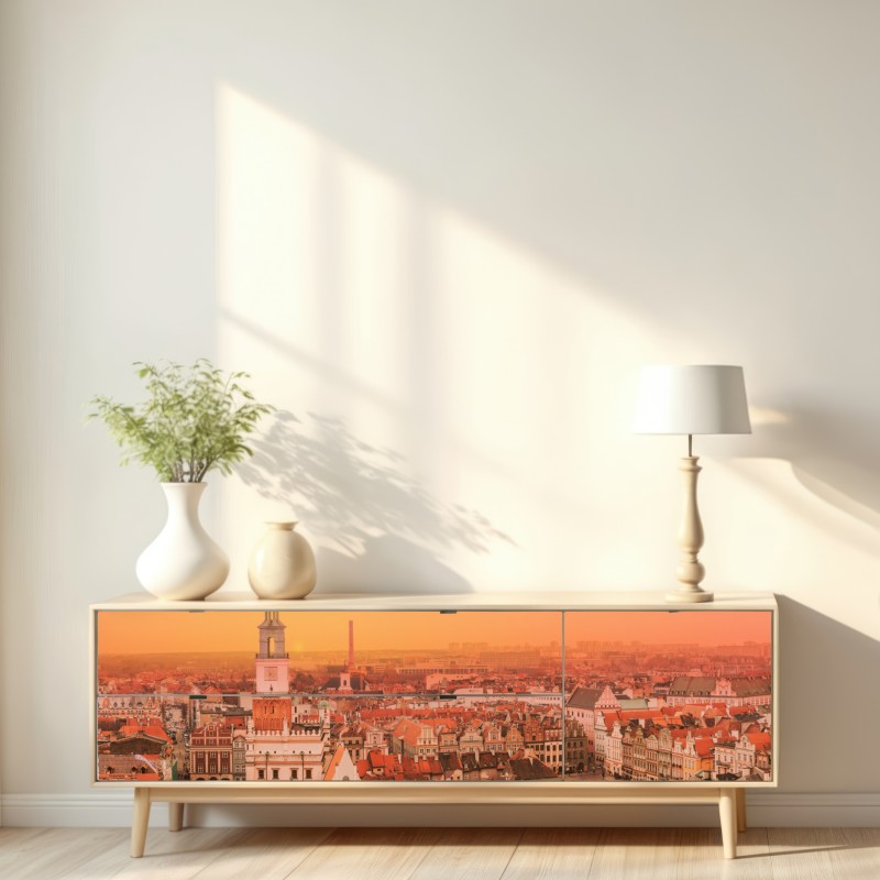 Naklejka repozycjonowalna ciepły zachód słońca nad zabytkowymi dachami miasta – Wallissimo® Naklejka repozycjonowalna ciepły zachód słońca nad zabytkowymi dachami miasta – Wallissimo®