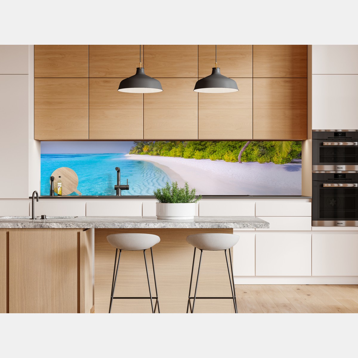 Naklejka repozycjonowalna tropikalna turkusowa plaża – Wallissimo® Naklejka repozycjonowalna tropikalna turkusowa plaża – Wallissimo®