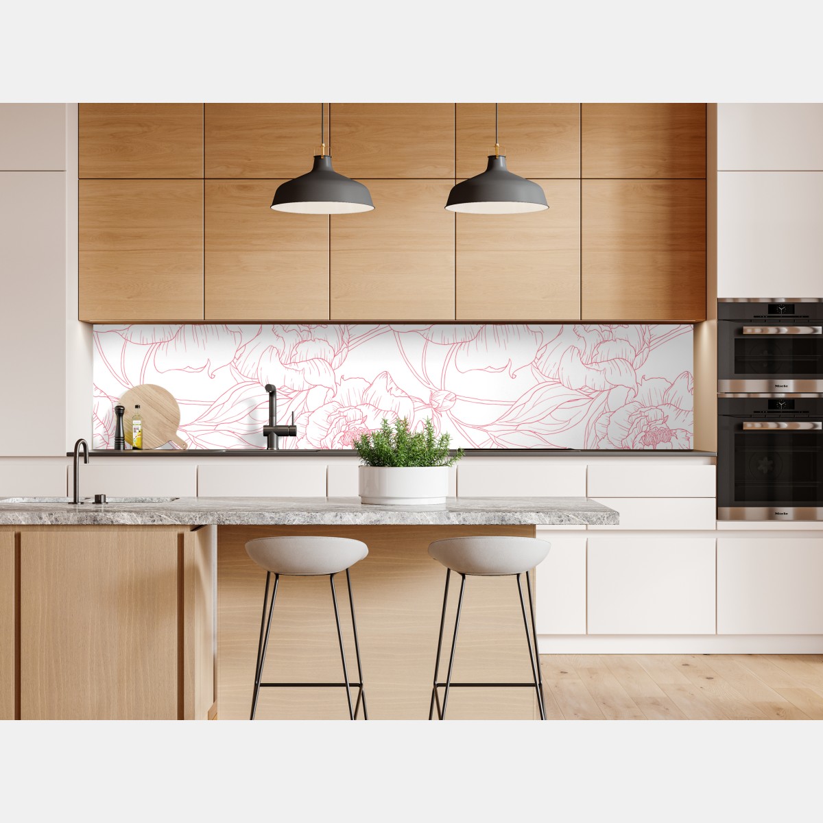 Naklejka repozycjonowalna delikatny różowy wzór piwonii w stylu line art – Wallissimo® Naklejka repozycjonowalna delikatny różowy wzór piwonii w stylu line art – Wallissimo®