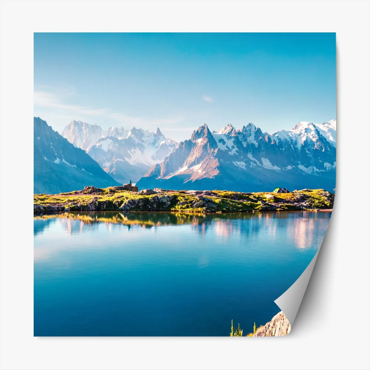 Naklejka repozycjonowalna Lac Blanc z widokiem na Mont Blanc – Wallissimo® Naklejka repozycjonowalna Lac Blanc z widokiem na Mont Blanc – Wallissimo®