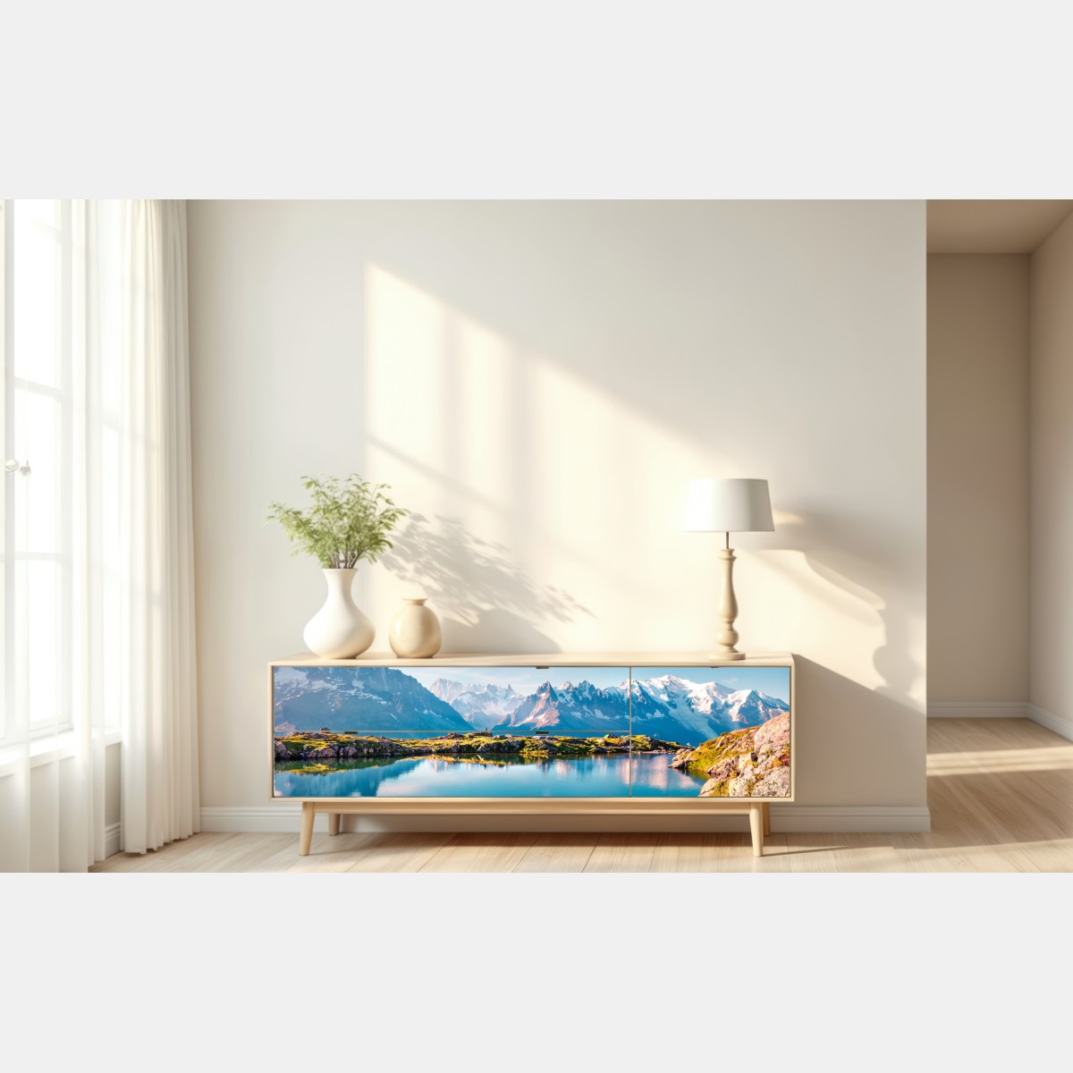 Naklejka repozycjonowalna Lac Blanc z widokiem na Mont Blanc – Wallissimo® Naklejka repozycjonowalna Lac Blanc z widokiem na Mont Blanc – Wallissimo®