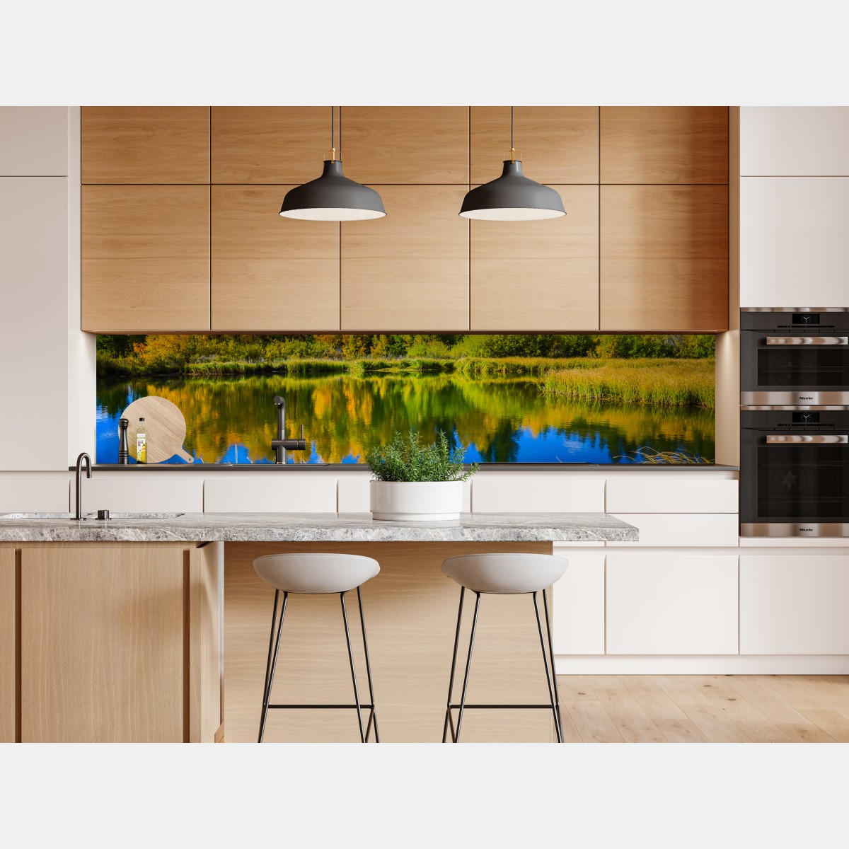 Naklejka repozycjonowalna jesienne drzewa odbite w spokojnym jeziorze – Wallissimo® Naklejka repozycjonowalna jesienne drzewa odbite w spokojnym jeziorze – Wallissimo®