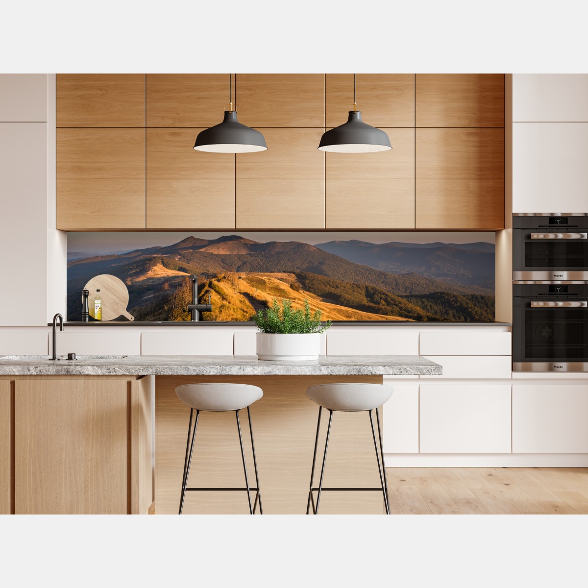 Naklejka repozycjonowalna złoty grzbiet górski o zachodzie słońca – Wallissimo® Naklejka repozycjonowalna złoty grzbiet górski o zachodzie słońca – Wallissimo®