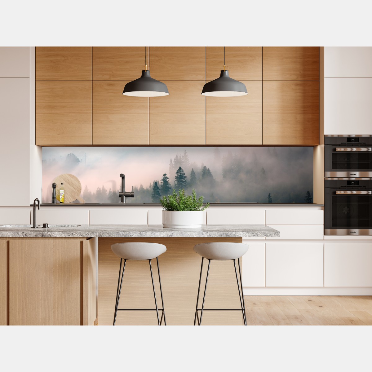 Naklejka repozycjonowalna mglisty poranek w lesie – Wallissimo® Naklejka repozycjonowalna mglisty poranek w lesie – Wallissimo®