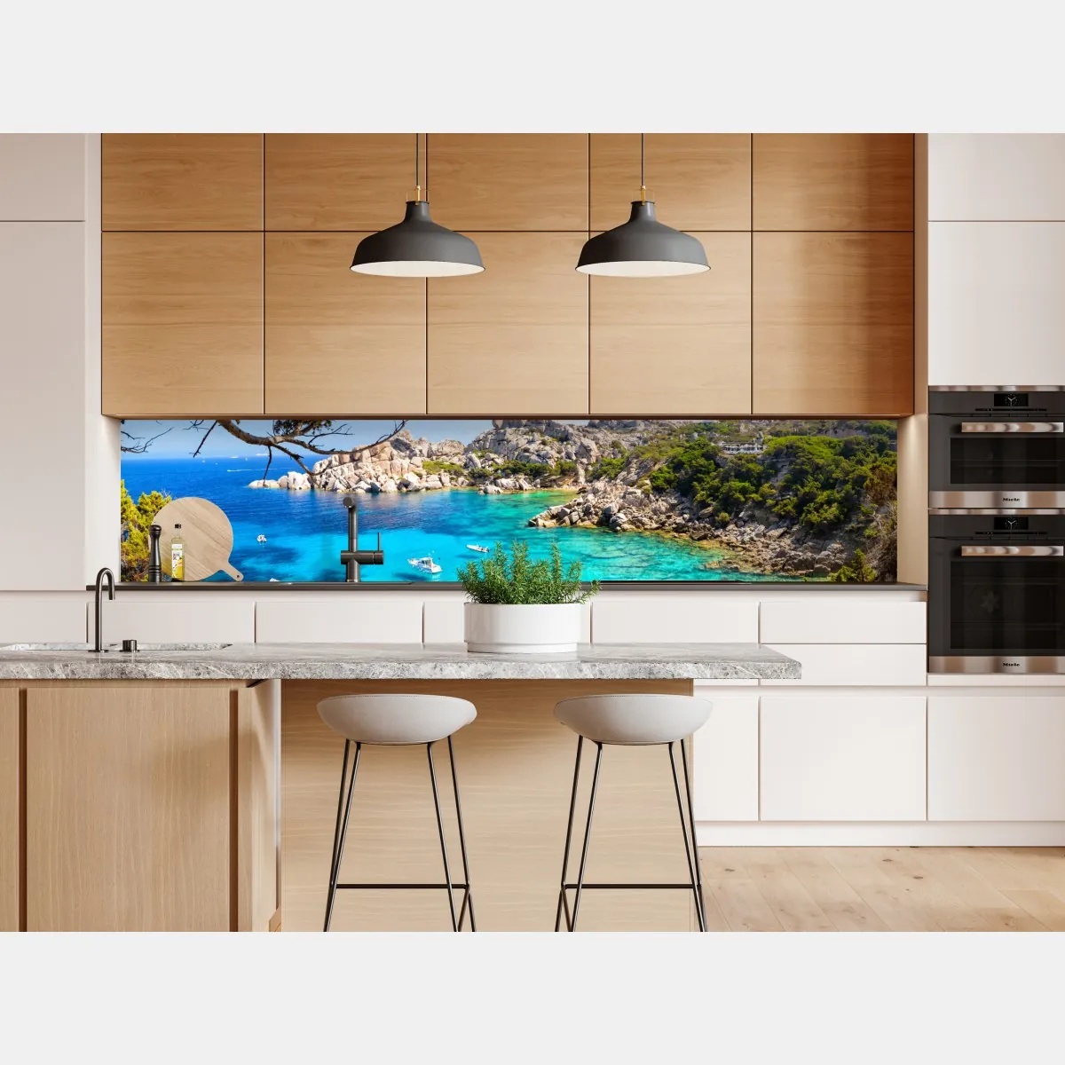 Naklejka repozycjonowalna turkusowa zatoka nad skalistym wybrzeżem – Wallissimo® Naklejka repozycjonowalna turkusowa zatoka nad skalistym wybrzeżem – Wallissimo®