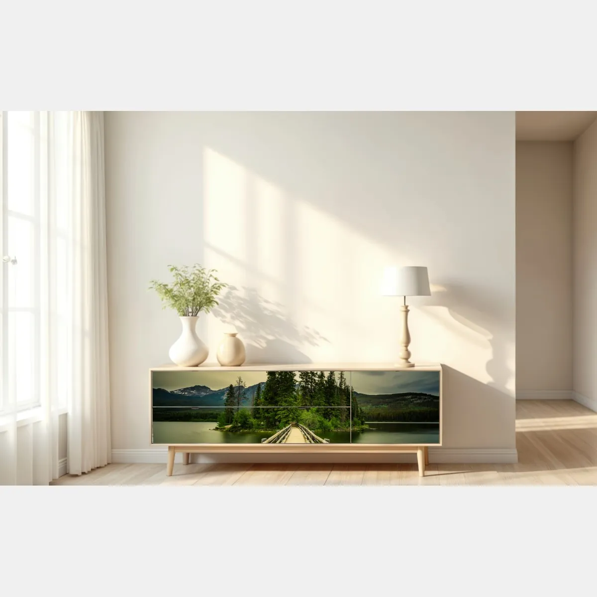 Naklejka repozycjonowalna wieczorny spacer na wyspę Pyramid, Park Narodowy Jasper – Wallissimo® Naklejka repozycjonowalna wieczorny spacer na wyspę Pyramid, Park Narodowy Jasper – Wallissimo®