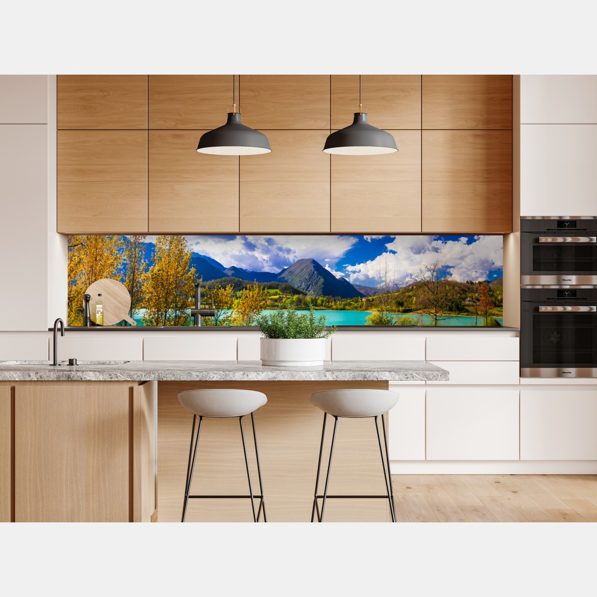 Naklejka repozycjonowalna turkusowe jezioro i górski pejzaż – Wallissimo® Naklejka repozycjonowalna turkusowe jezioro i górski pejzaż – Wallissimo®