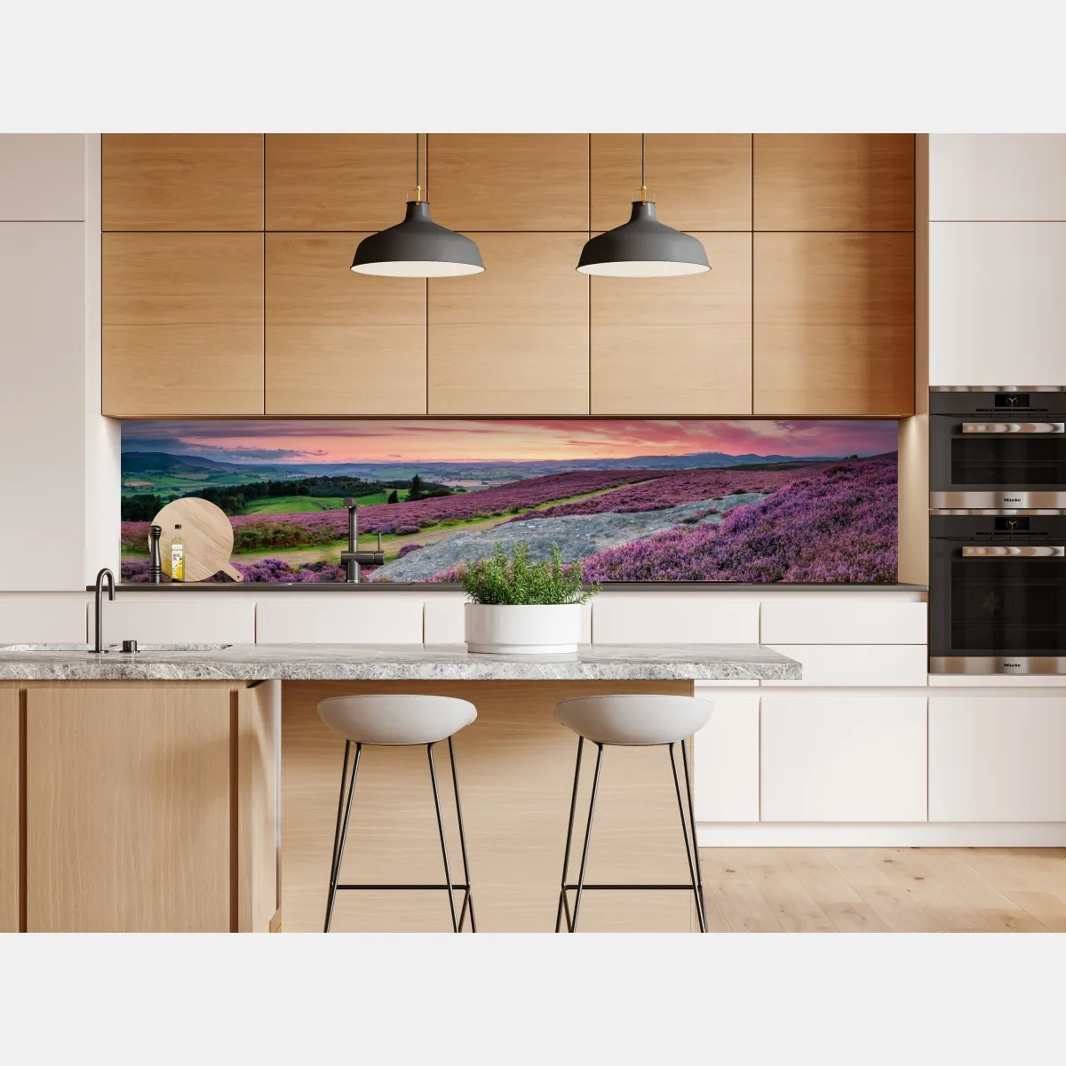 Naklejka repozycjonowalna fioletowe wrzosowiska o zachodzie słońca – Wallissimo® Naklejka repozycjonowalna fioletowe wrzosowiska o zachodzie słońca – Wallissimo®