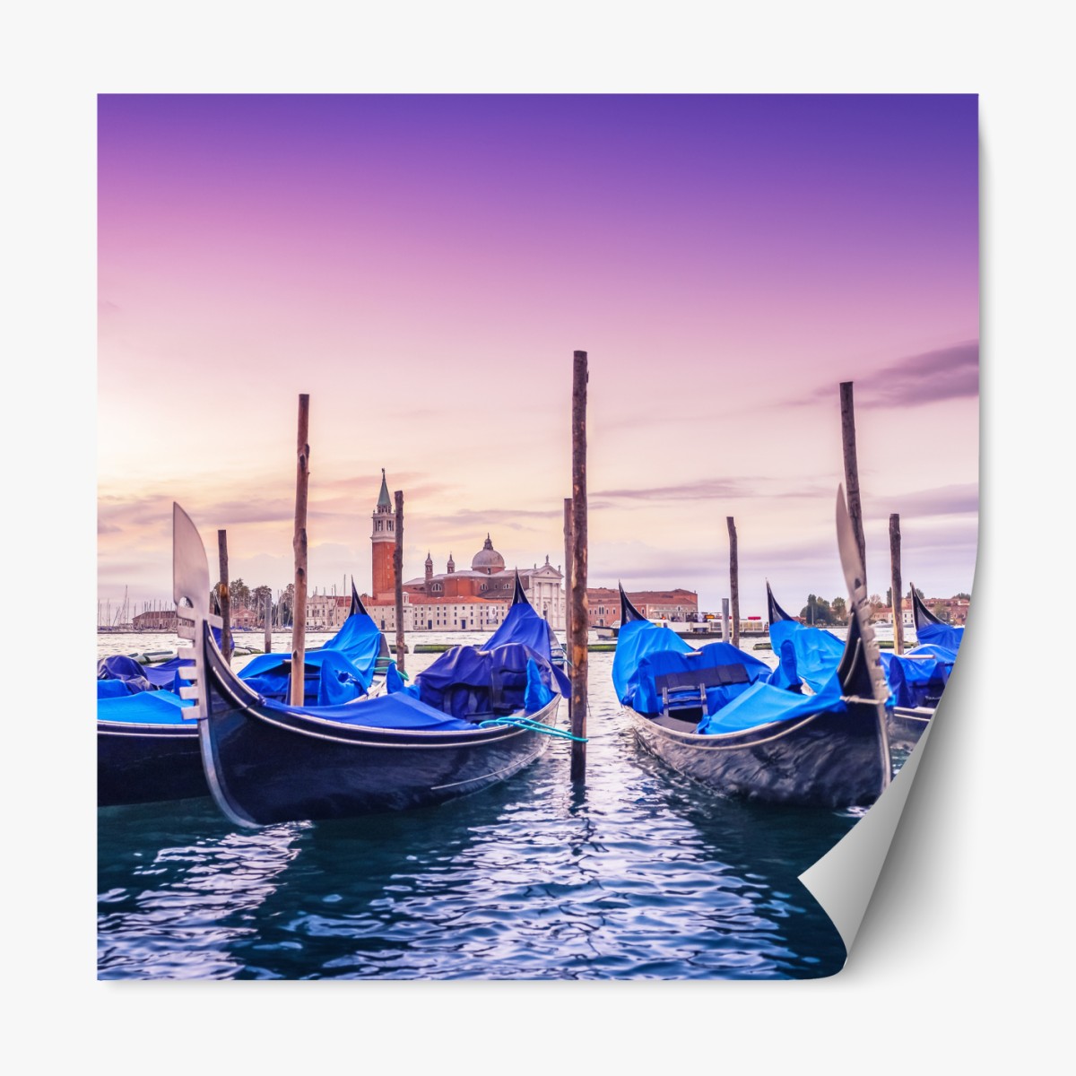 Repositionable sticker Venice gondolas at sunset