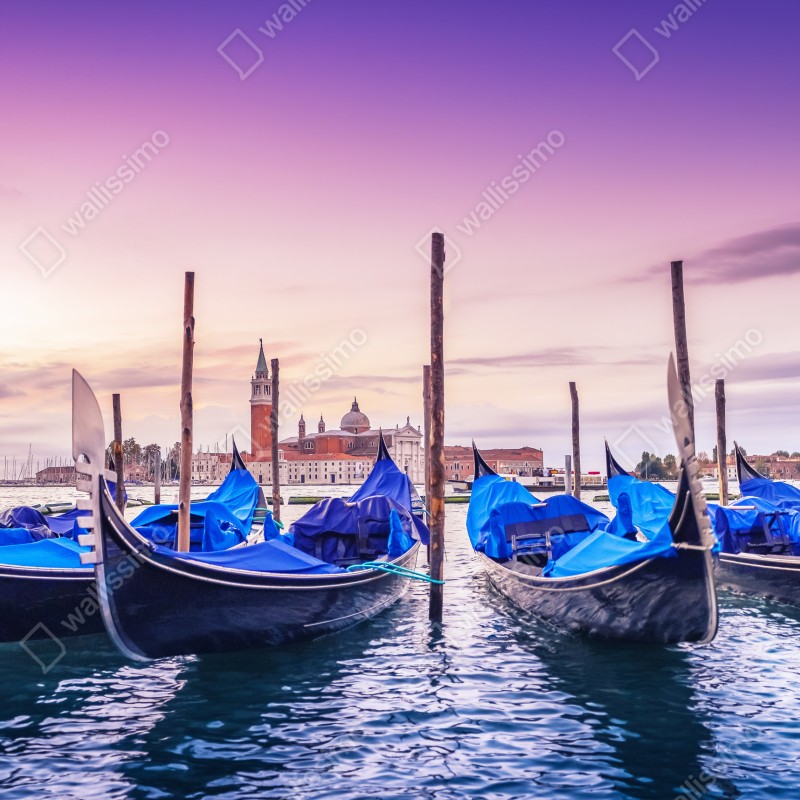 Naklejka repozycjonowalna Wenecja gondole o zachodzie słońca – Wallissimo® Naklejka repozycjonowalna Wenecja gondole o zachodzie słońca – Wallissimo®