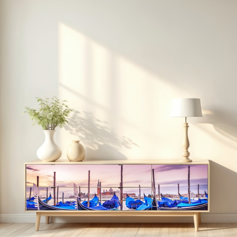 Naklejka repozycjonowalna Wenecja gondole o zachodzie słońca – Wallissimo® Naklejka repozycjonowalna Wenecja gondole o zachodzie słońca – Wallissimo®