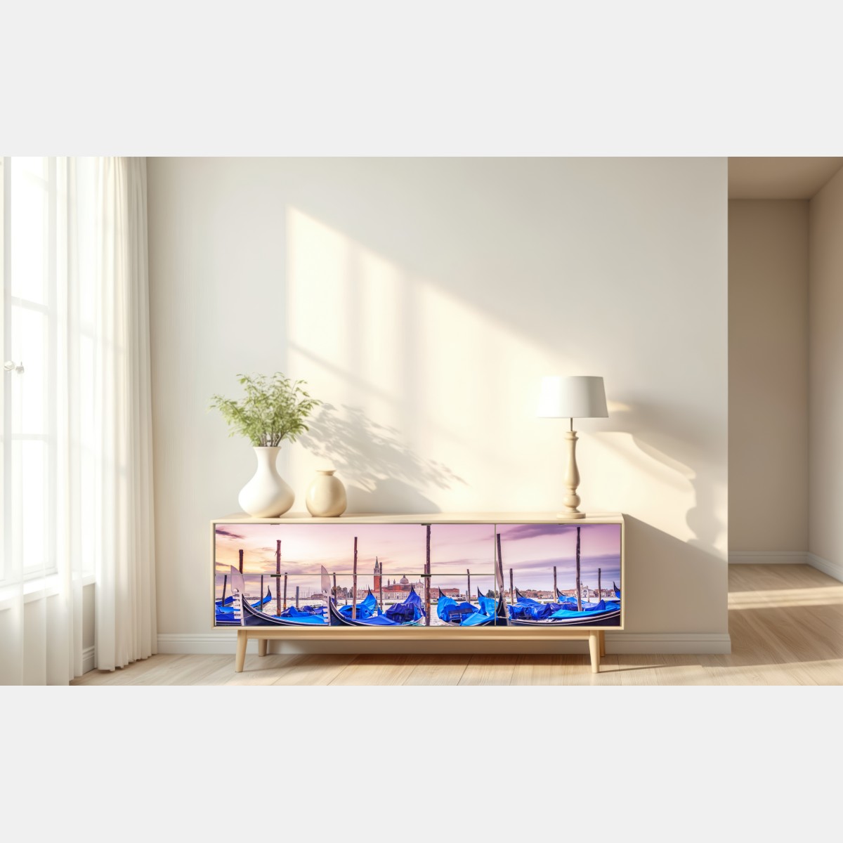 Naklejka repozycjonowalna Wenecja gondole o zachodzie słońca – Wallissimo® Naklejka repozycjonowalna Wenecja gondole o zachodzie słońca – Wallissimo®