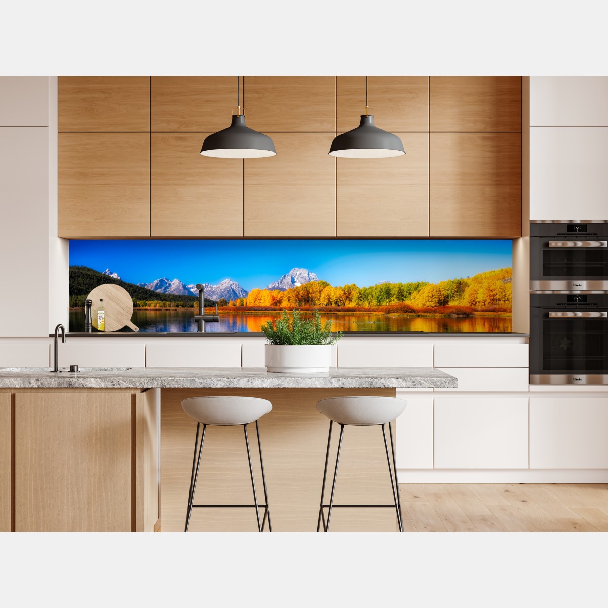 Naklejka repozycjonowalna jesienna panorama gór i jeziora – Wallissimo® Naklejka repozycjonowalna jesienna panorama gór i jeziora – Wallissimo®