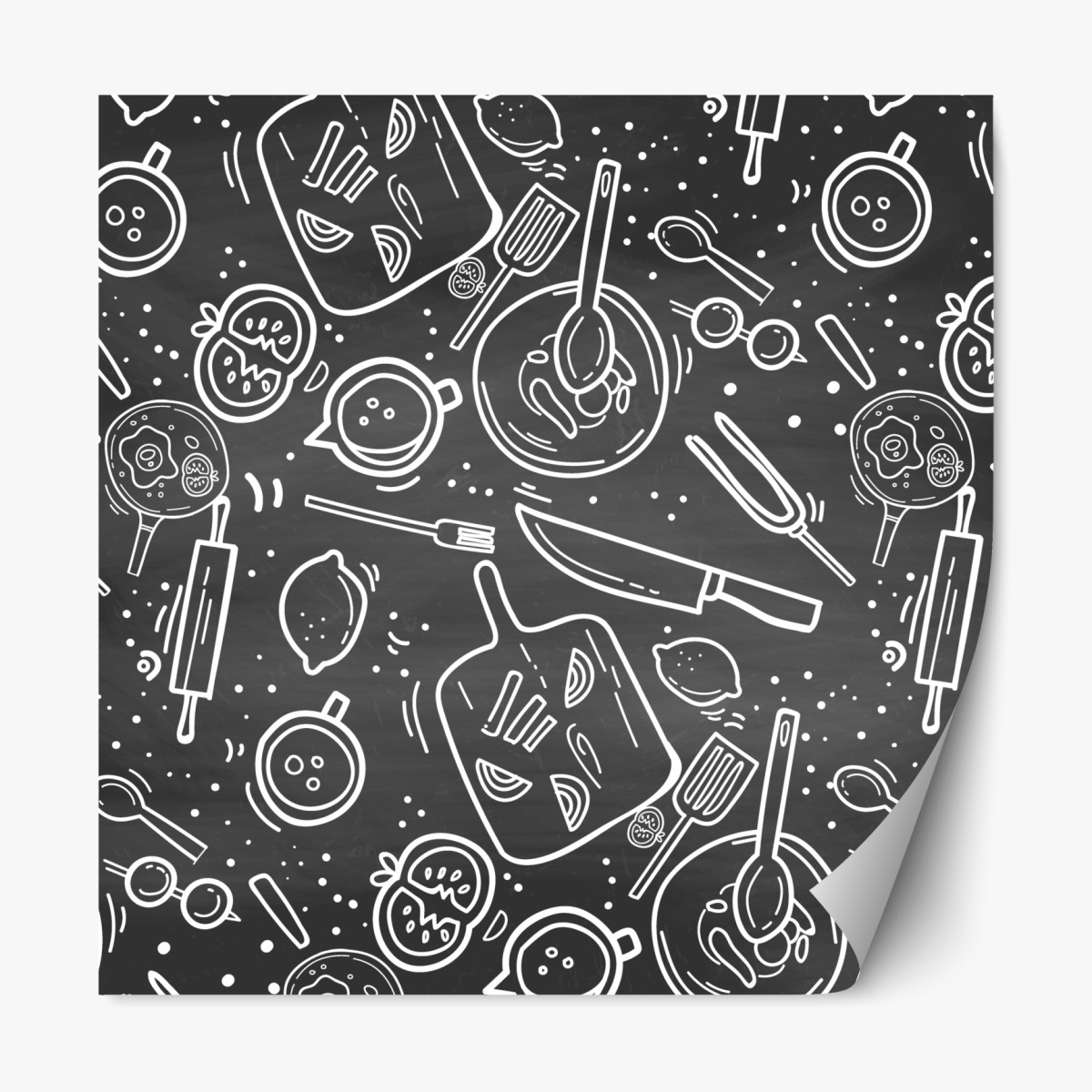 Repositionable sticker kitchen chalkboard doodle pattern