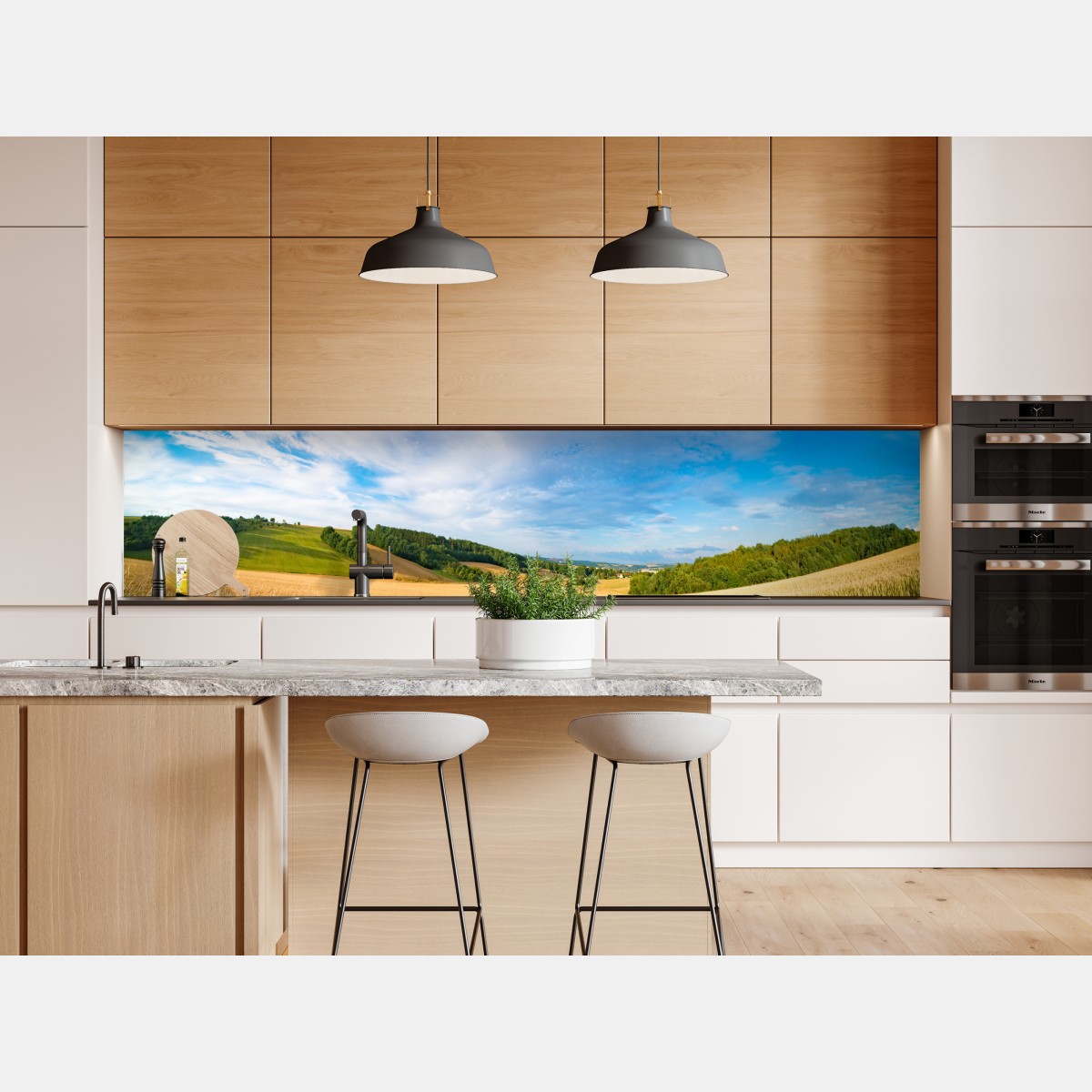 Naklejka repozycjonowalna poranna panorama pszenicy w Kansas – Wallissimo® Naklejka repozycjonowalna poranna panorama pszenicy w Kansas – Wallissimo®