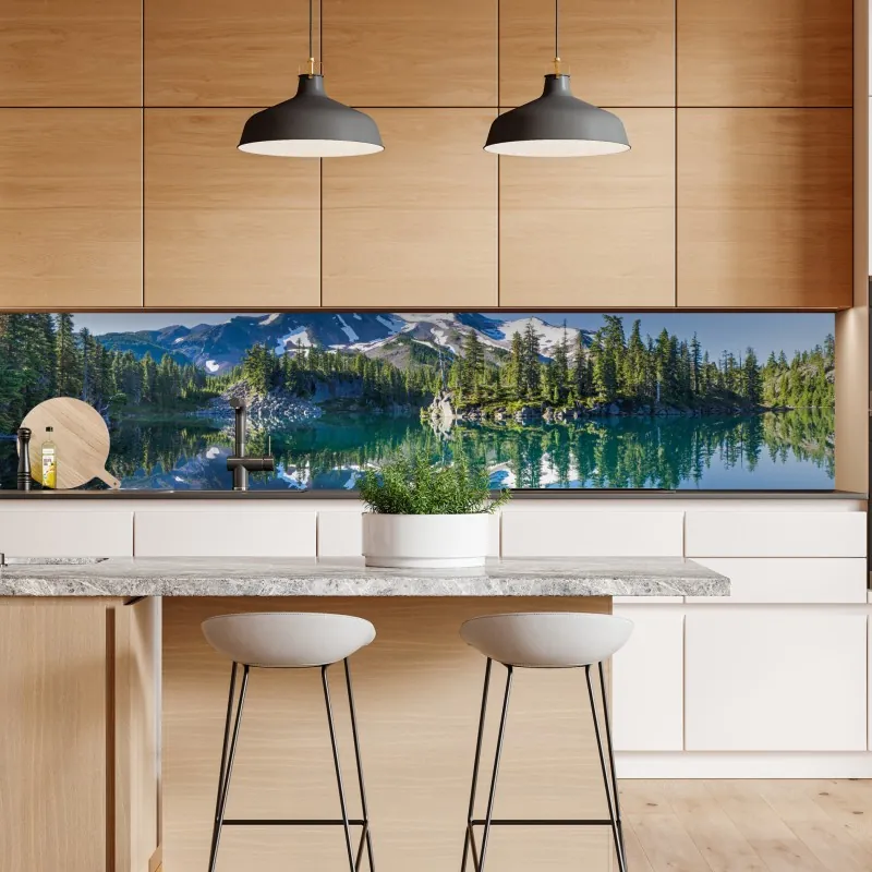 Naklejka repozycjonowalna monochromatyczny most i geometryczne linie – Wallissimo®