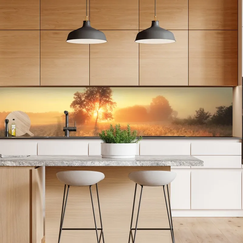 Naklejka repozycjonowalna mglista panorama górska – Wallissimo®