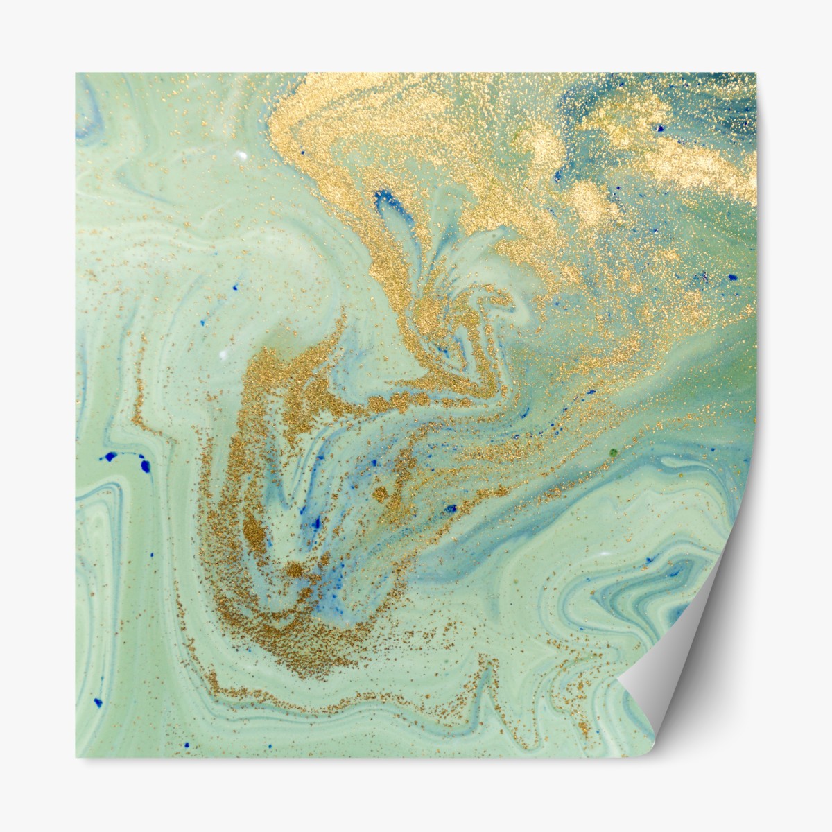 Repositionable sticker turquoise marble with gold veins
