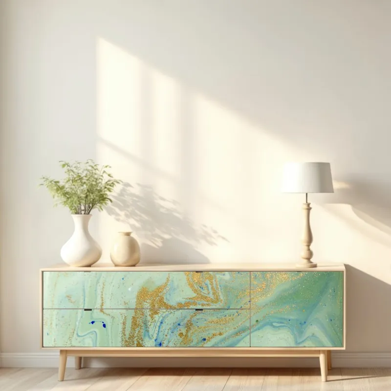 Naklejka repozycjonowalna ręcznie rysowany granatowy wzór kwiatowy na kremowym tle – Wallissimo®