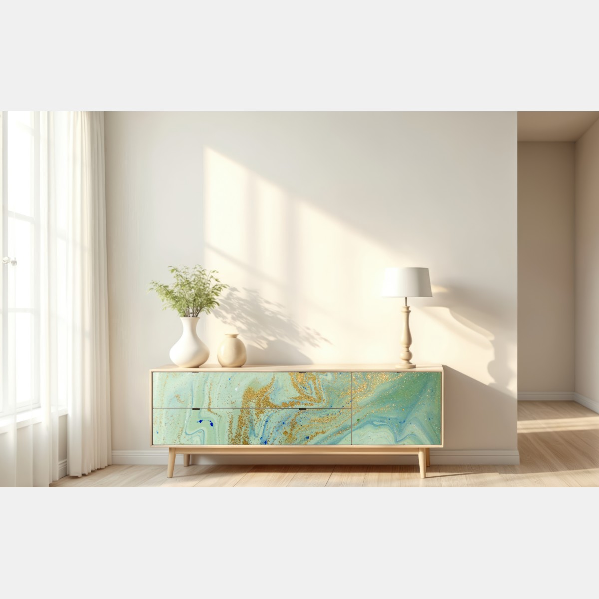 Naklejka repozycjonowalna turkusowy marmur ze złotymi żyłkami – Wallissimo® Naklejka repozycjonowalna turkusowy marmur ze złotymi żyłkami – Wallissimo®