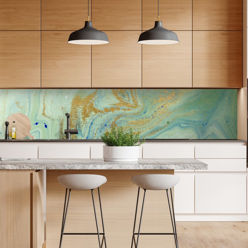 Naklejka repozycjonowalna turkusowy marmur ze złotymi żyłkami – Wallissimo® Naklejka repozycjonowalna turkusowy marmur ze złotymi żyłkami – Wallissimo®