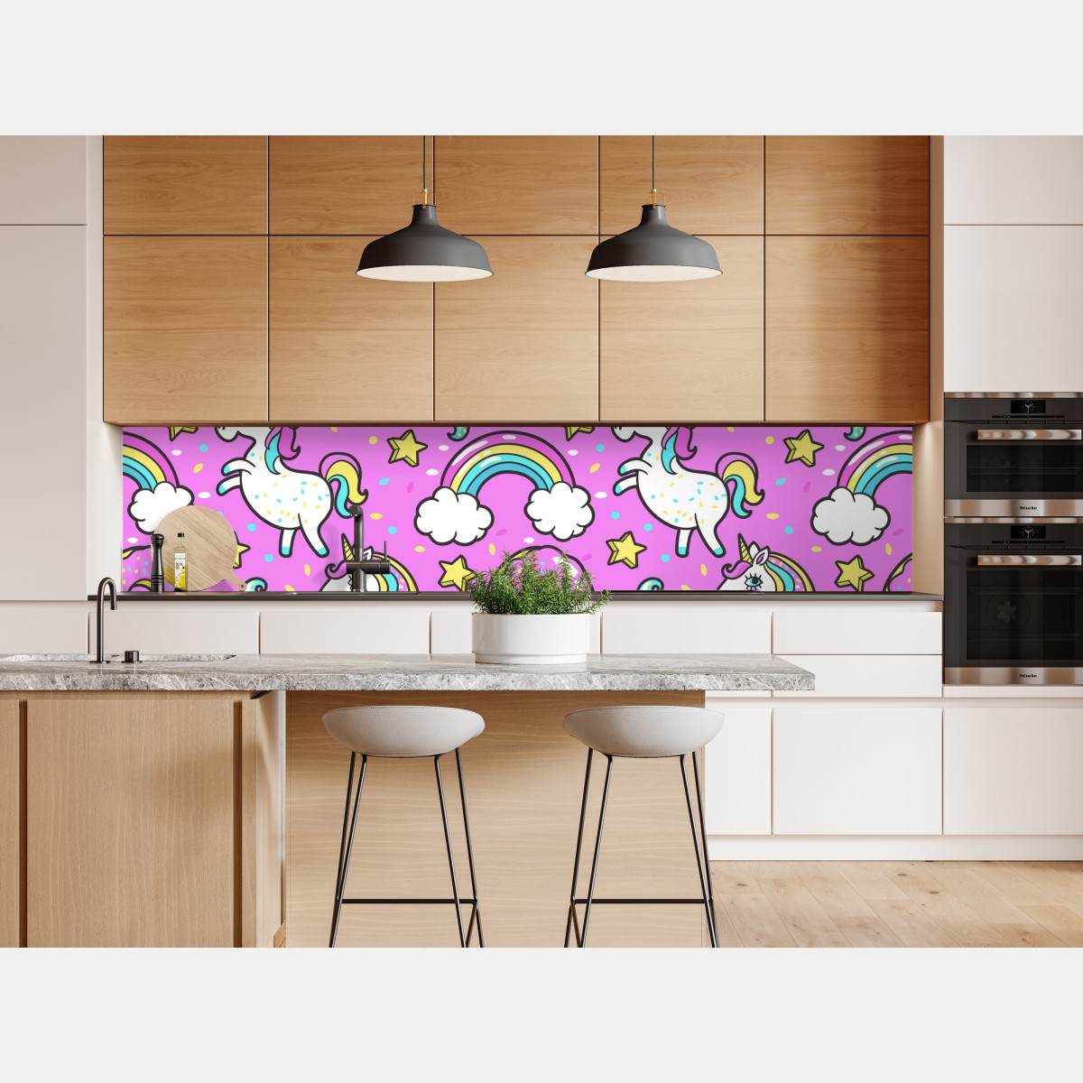 Naklejka repozycjonowalna pastelowe jednorożce i słodkości – Wallissimo® Naklejka repozycjonowalna pastelowe jednorożce i słodkości – Wallissimo®