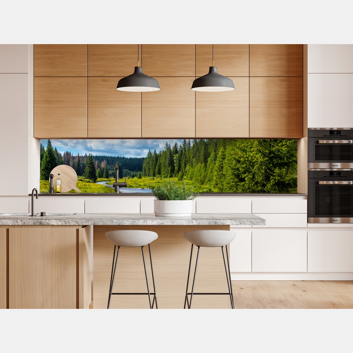 Naklejka repozycjonowalna spokojna rzeka nad łąką – Wallissimo® Naklejka repozycjonowalna spokojna rzeka nad łąką – Wallissimo®