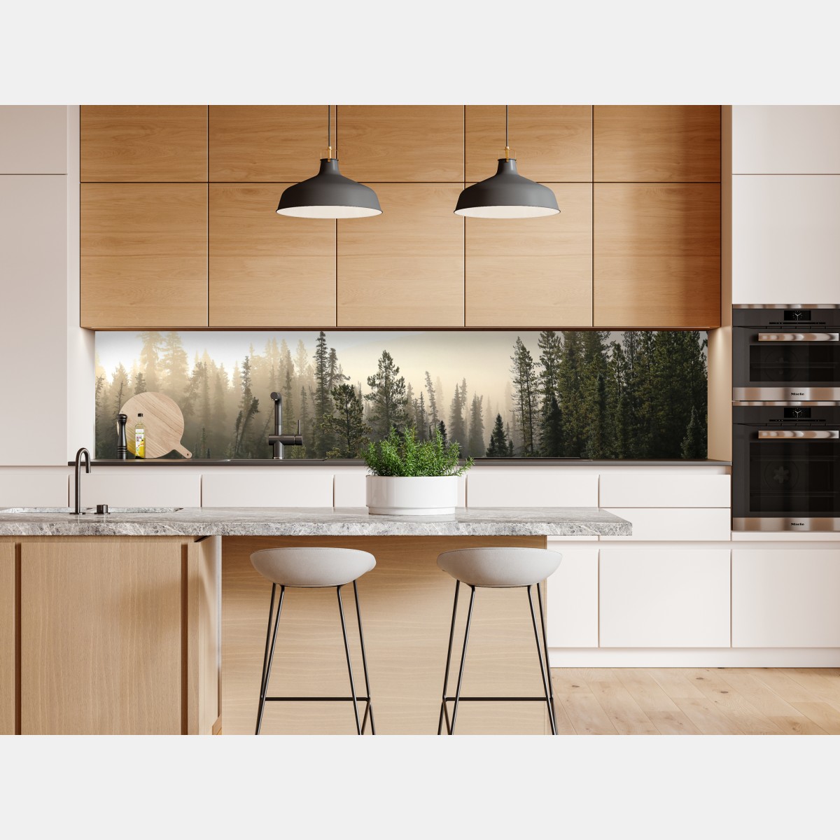 Naklejka repozycjonowalna mglisty las sosnowy o wschodzie słońca – Wallissimo® Naklejka repozycjonowalna mglisty las sosnowy o wschodzie słońca – Wallissimo®