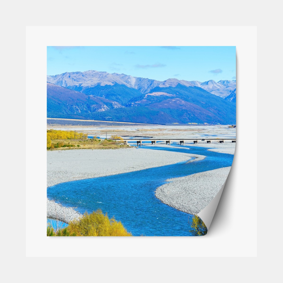 Repositionable sticker autumn river bend at Arthur's Pass National Park, South Island, New Zealand