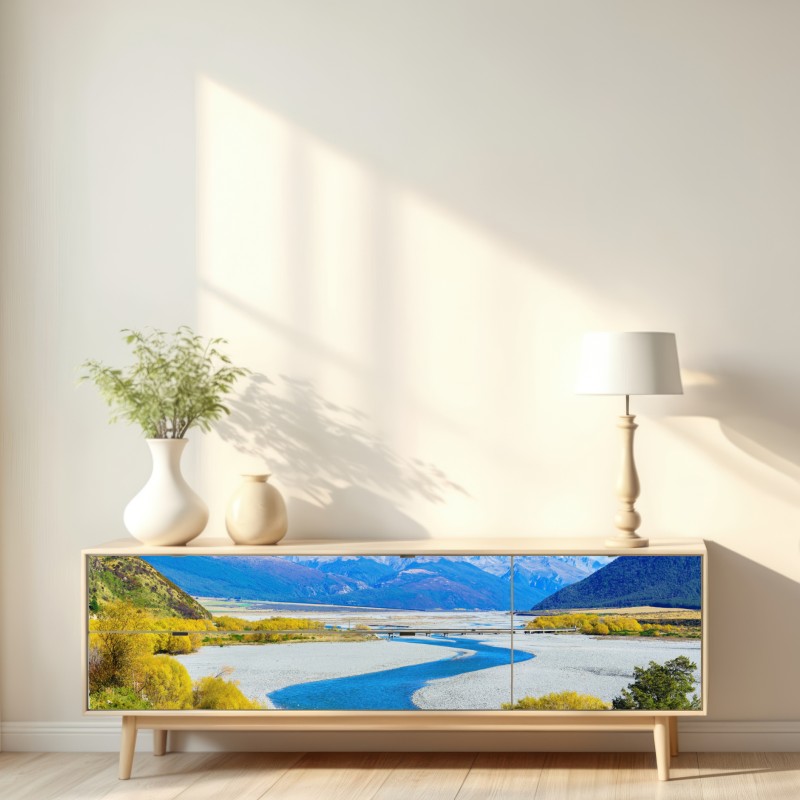 Naklejka repozycjonowalna jesienny zakręt rzeki w Arthur's Pass National Park, South Island, New Zealand – Wallissimo® Naklejka repozycjonowalna jesienny zakręt rzeki w Arthur's Pass National Park, South Island, New Zealand – Wallissimo®